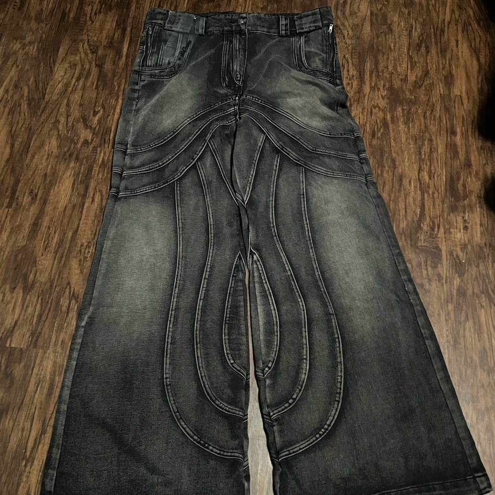 Men's Black Distressed Panelled Jeans